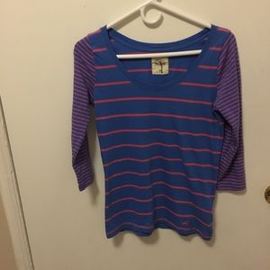 Hollister striped 3/4 length sleeve top XS